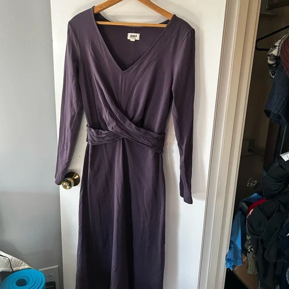 Pact Revive Wrap Front Midi Dress in Currant - Picture 5 of 7